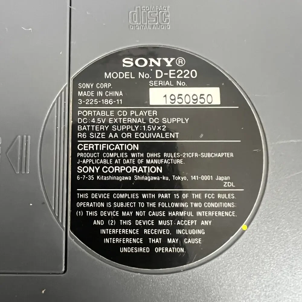 Vintage Sony CD Walkman D-E220 ESPMAX Portable Personal Audio Player Red Parts